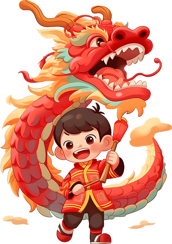 dragon and boy in new year style